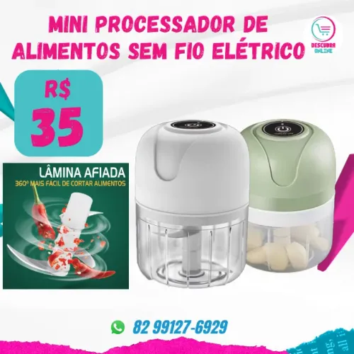 Mini Processador Triturador Sem Fio Elétrico 250ML De Alimentos