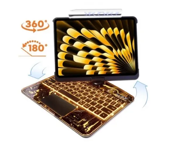 Capa Teclado 360º Com Touchpad e Iluminação P/ iPad Pro 12.9 Ipad Air 13 2024/25
