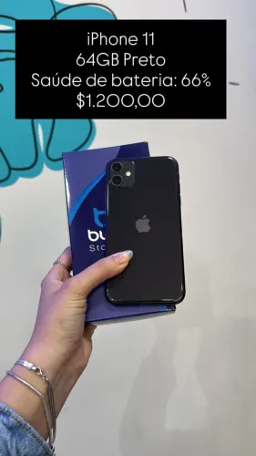 iPhone 11 / 64GB Preto / Saúde de Bateria: 66% / Original / loja físico / $1.200,00