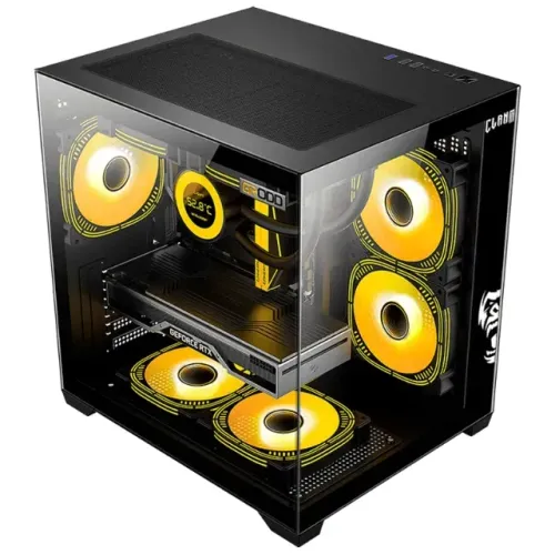 Gabinete Gamer Clanm Grodd Night, Vidro Temperado, Aquário, Sem Fan e Fonte - Preto