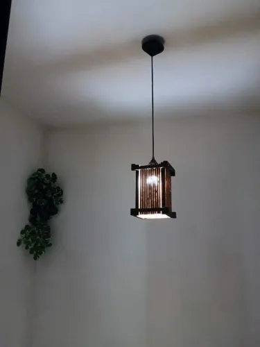 Lustre de teto luminária rústico japonês pendente telinha de bambu artesanal sala quarto h