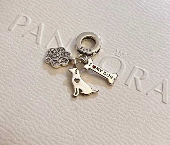 Pingente Charm Pandora Eu Amo Meu Cachorro