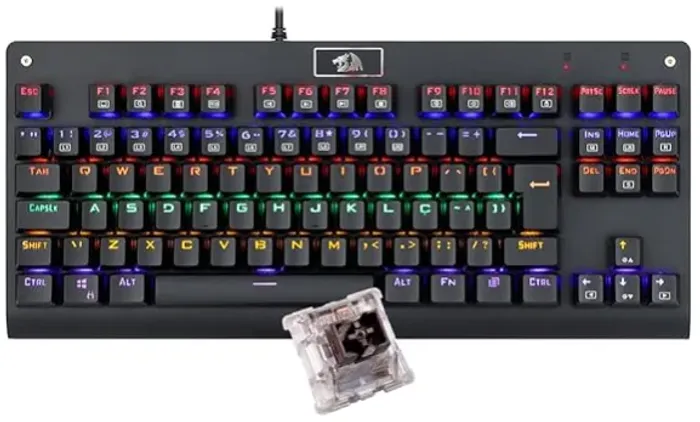 Teclado Mecânico Redragon Dark Avenger Preto Iluminação Rainbow Switch Azul K568R || LOJA 