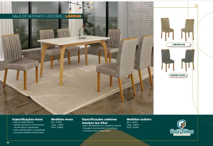 Mesa de Jantar 6 Cadeiras Larisa - Amadeirado