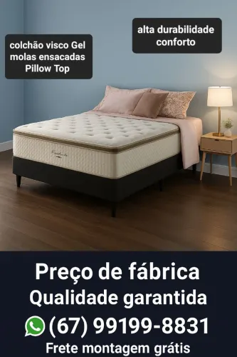 Cama casal colchão visco gel pillow top preço de fábrica Lançamento 