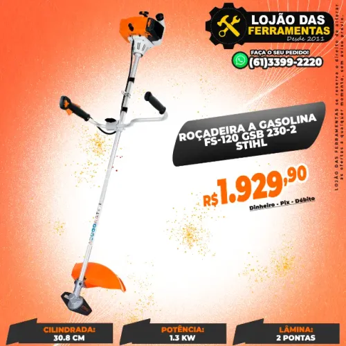 Roçadeira a Gasolina FS-120 Lãmina 2 Pontas GSB 230-2 Stihl