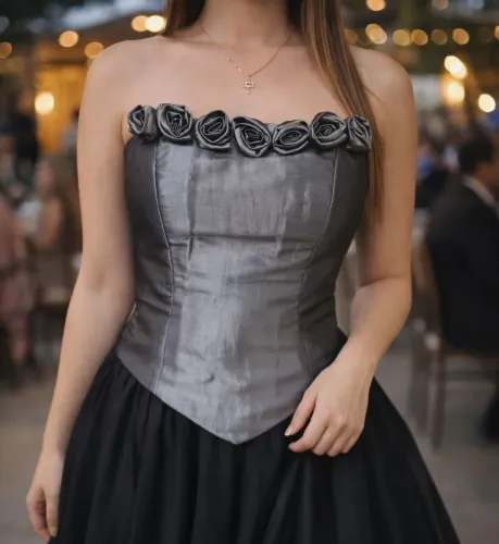 Corset / Top tomara que caia cinza de Tecido shantung, tamanho P  - Marca Gaspaccia 