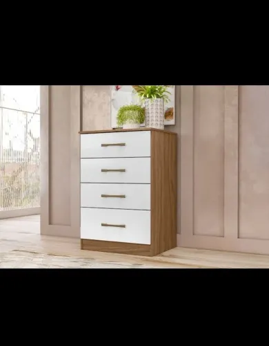 Cômoda 4 Gavetas - Branco/Amadeirado novo garantia promoção entrego