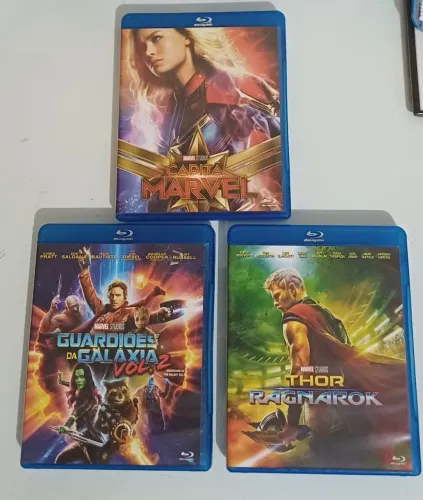 3 Blu-ray Marvel - Capitã Marvel, Thor Ragnarok e Guardiões da Galáxia Vol. 2