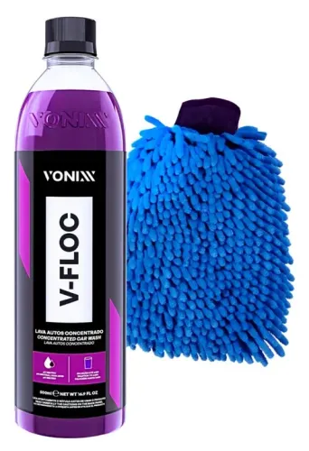 Shampoo Automotivo Vonixx V-Floc com Luva de Microfibra - Grandre Macia Felpuda - Limpeza 