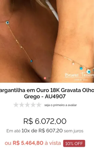 Colar  ouro Olho Grego Dourado Delicado em ouro 18 k