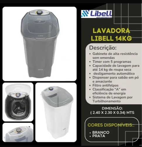 Lavadora Libell :14kg promoção 