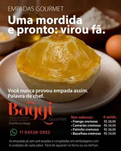 Empadas Gourmet - Assadas e Congeladas - Tenha sempre no freezer da geladeira