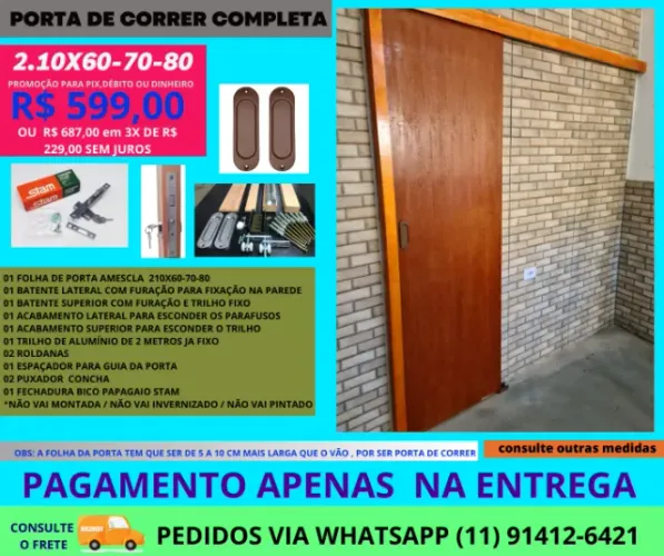 porta de correr modelo star cód b12 - pagamento na entrega
