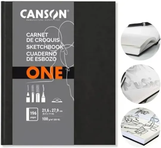 Caderno De Desenho Para Esboços Desenhos Projetos Canson Art Book One |100g A4 98 folhas