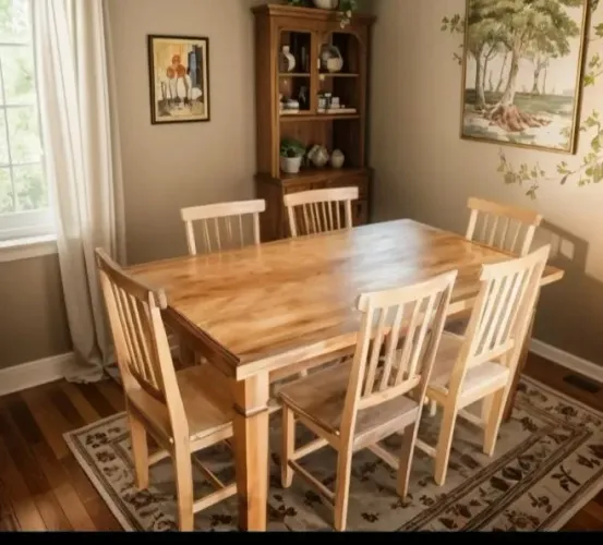 Mesa com 6 cadeiras 160x90 Madeira Maciça demolição