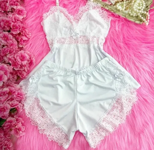 Pijama Baby Doll Branco.