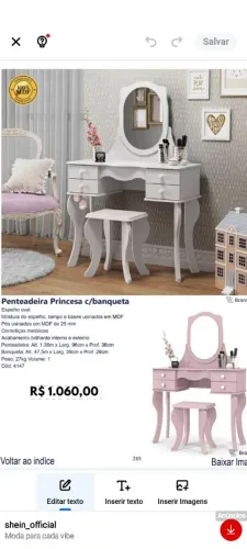 Penteadeira princesa com Banqueta!