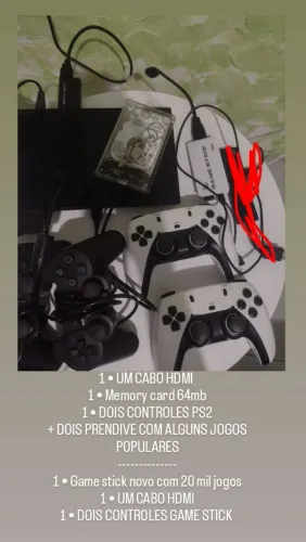 PS2 COMPLETO + GAME STICK COM 20 MIL JOGOS + WIRELLES CONTROL BLUETOOTH!?