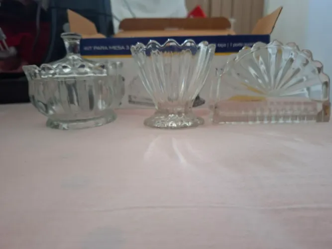 Conjunto de 3 peças de cristal puro