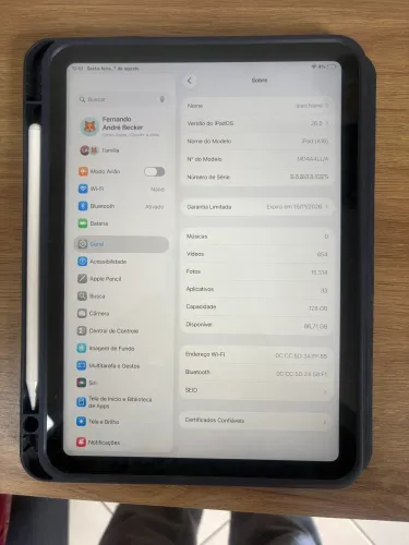 iPad A16 - 128gb ainda na garantia