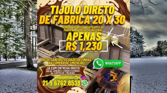 tijolo 10 furos 20x30 para construtoras 
