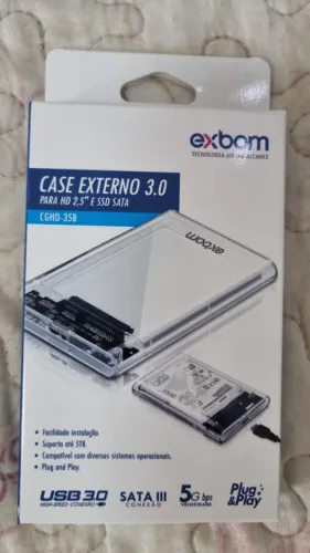 Case HD Externo USB 3.0 Transparente Para HD-SSD SATA 2,5
