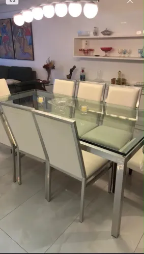 Mesa de Jantar - Tampo de vidro