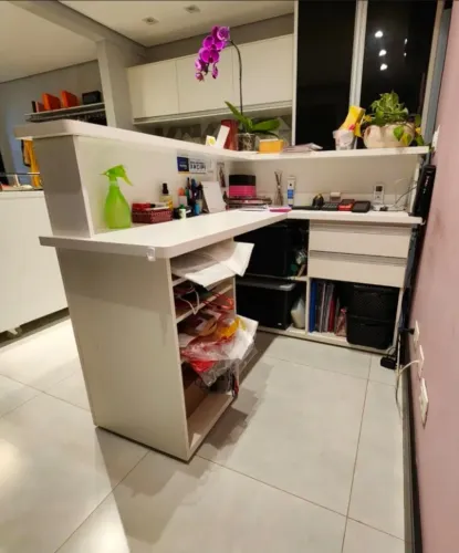 BALCÃO COMERCIAL EM L - MDF BRANCO