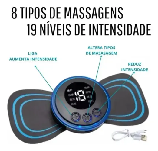 Mini Massageador Elétrico Recarregável Relet Preto 19 Velocidades