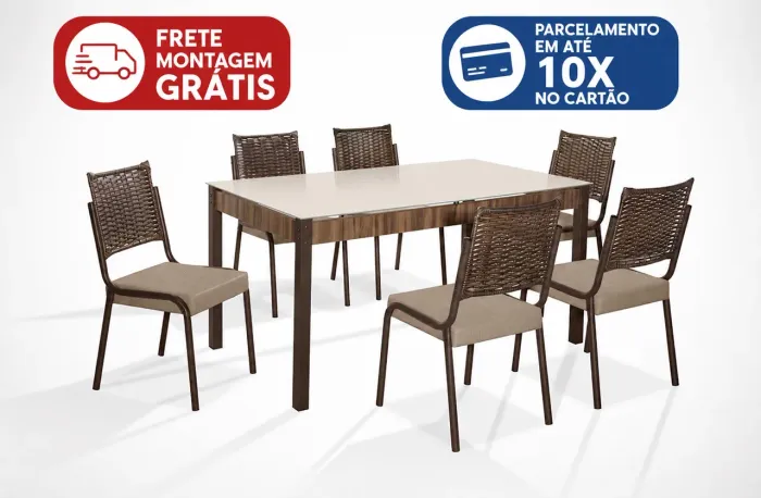 mesa de vidro 6 cadeiras NOVO A pronta entrega