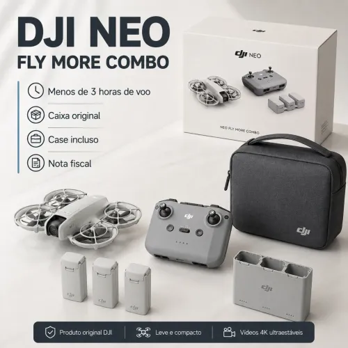 DJI Neo Fly More Combo 3 Baterias + Case + Caixa | Impecável, Menos de 3h de Voo