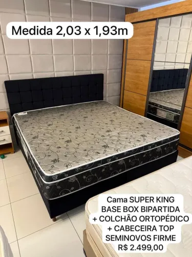 Cama box KING COM COLCHÃO KING FIRME TOP - Entrego! 