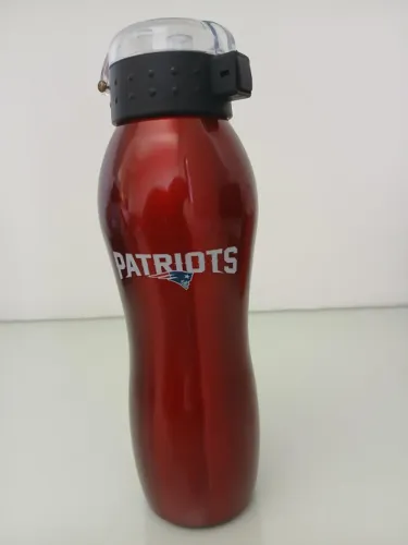 Garrafa Squeeze Vermelha Alumínio New England Patriots NFL