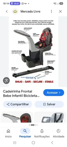 Cadeirinha frontal para bike WeeRide (Importada)