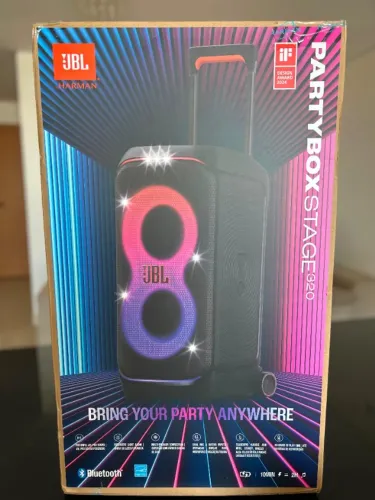 JBL PARTYBOX STAGE 320 Bluetooth Som potente + show de luzes  Com alça e rodas