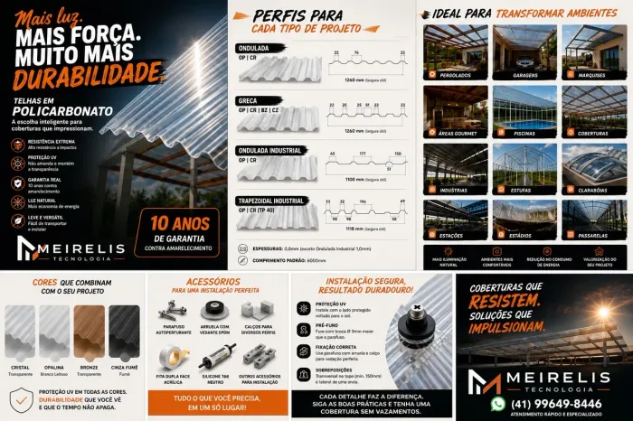 Telha Policarbonato Transparente com Proteção UV