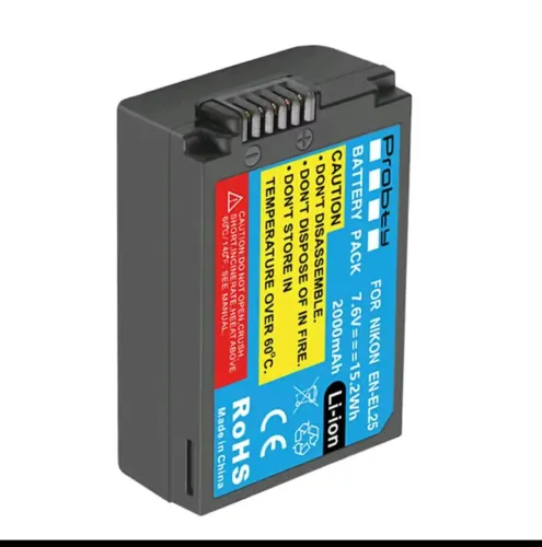 Bateria EL25 Probty para Câmeras Nikon Zfc Z50 Z30 Z50 Ii 2000 Mah En-El25