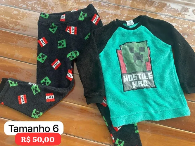 Conjunto Fleece - Minecraft - tamanho 6
