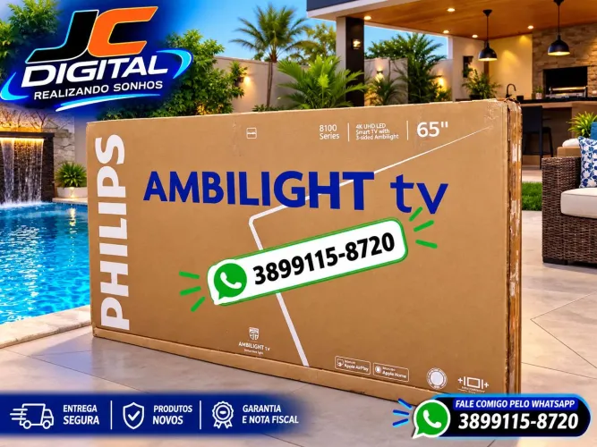 Smart TV Philips 65 ambiglight 4K nova lacrada um cinema....