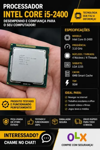 Processador Intel Core i5-2400 3.10 GHz LGA1155 - Funcionando