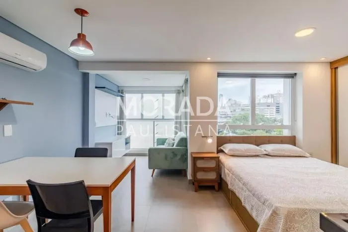 Apartamento mobiliado na Vila Madalena com 30m² e 1 vaga