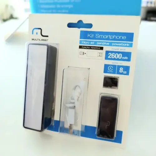 Kit Smartphone Power Bank 2600mah Com Leitor e Cartão de Memória 8gb - Entrega Grátis