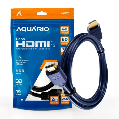 Cabo HDMI Aquário 4K 19 Pinos 2 Metros Frete Grátis