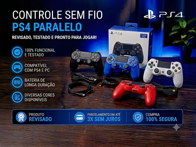 Controle PS4 Sem Fio (Paralelo - Preto - 80 unidades)
