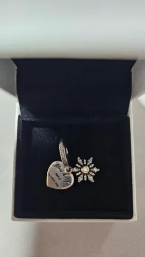 Charm original pandora floco de neve prata e ouro