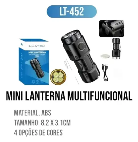 Mini Lanterna Portátil Recarregável Alumínio Com Imã