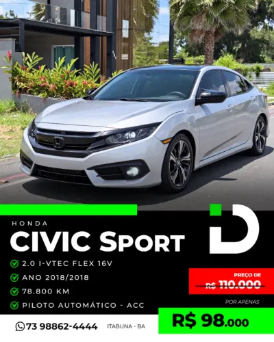 Honda Civic Sedan Sport 2.0 Flex 16V Aut.4p 2018