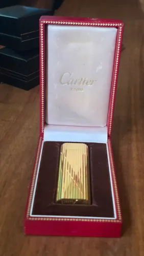 isqueiro cartier em ouro 18k original banhado