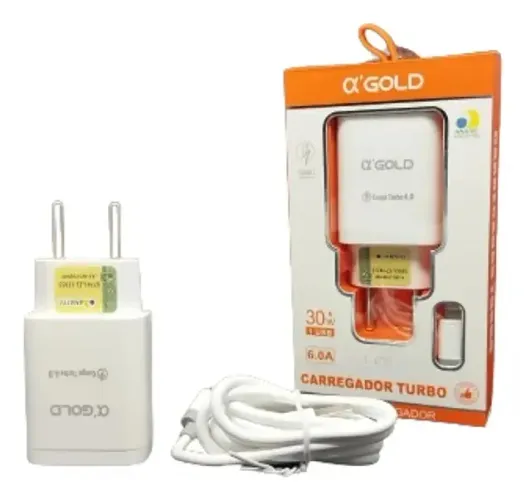 Carregador Turbo Agold CA27-1 USB 30W 6.1A Bivolt com Cabo Micro USB V8